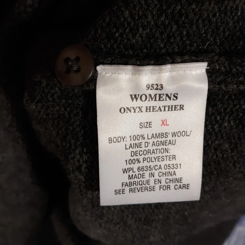 Woolrich Wool Sweater Womens XL Onyx Heather Fair Isle Gray Button Up Vintage